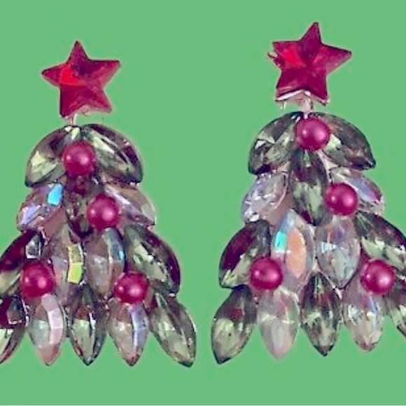 New BETSEY JOHNSON Christmas Tree Post Earrings - Picture 11 of 17